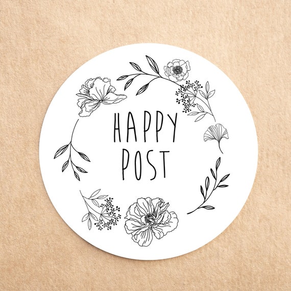 Eco Friendly Happy Post Stickers Envelope Seals Recycled Business Stickers Eco stickers Product stickers Eco stickers