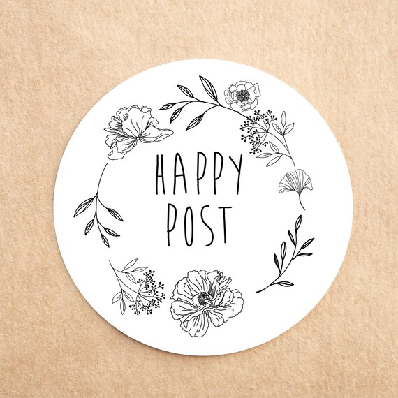 Eco Friendly Happy Post Stickers Envelope Seals Recycled Business Stickers Eco stickers Product stickers Eco stickers