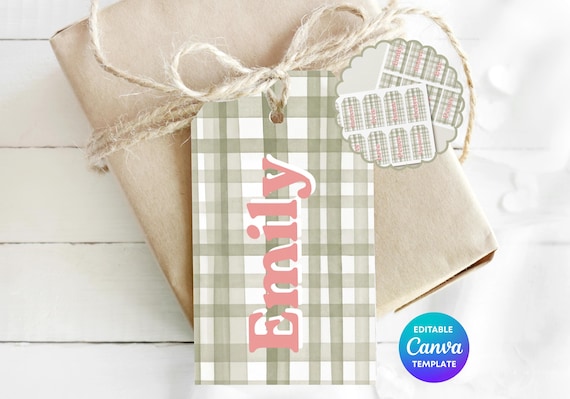 Green Leopard Print Name Tag | Personalised Name Label Template | Editable Canva Gift Tag | Classroom Name Tag | Custom Personalised Label