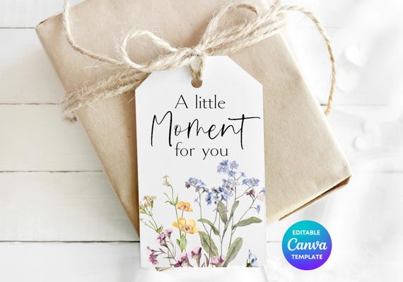 Wildflower Gift Tag Template | Editable Canva Wellness Label (Digital Download)