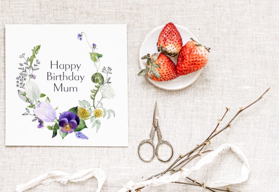 Personalised floral birthday card, Customised card, birthday card for her, eco friendly card, female birthday, card for mum, friend, sister