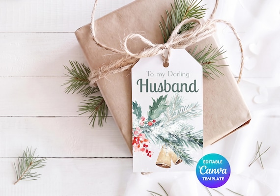Personalised Christmas Gift Tag Canva Template | Christmas Bells Gift Tag | Editable Gift Tag | Custom Printable Gift Label