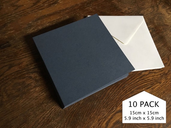 Eco Friendly Blank cards and envelopes for invitations and card making 10 pack 15cm x 15cm Made recycled from lavender