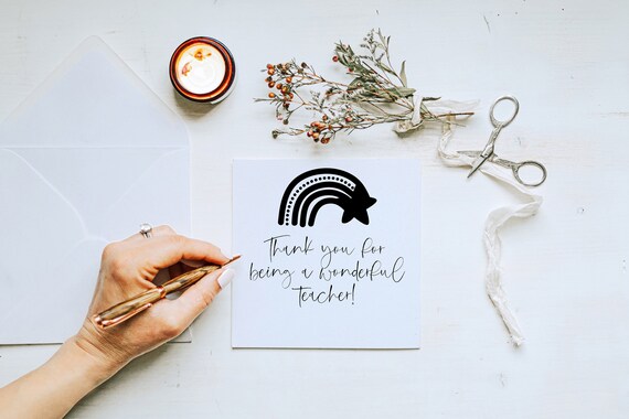 Thank you teacher card Best teacher card Wonderful teacher card End of term card Custom teacher card Eco friendly card
