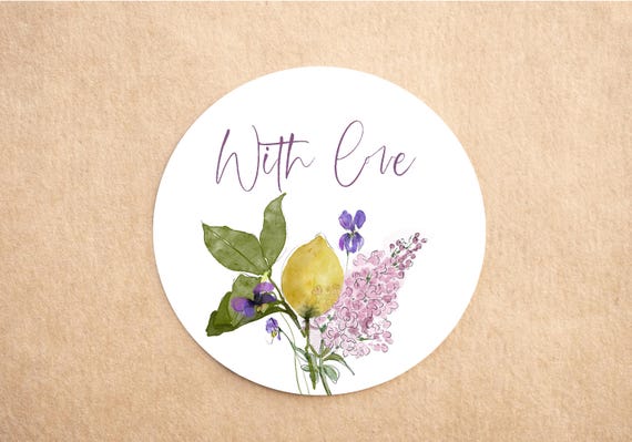 Botanical Lemon Stickers | Floral Gift Wrap Stickers | Cottagecore Packaging Labels | Luxury Envelope Seals | Printed Stickers