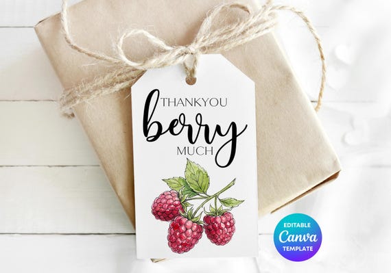 Berry Teacher Thank You Tag | Thank You Berry Much Gift Tag | Printable Teacher Appreciation Tag | Canva Editable Template