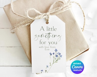 A Little Something For You Gift Tag Template | Printable Floral Gift Tag | Editable Canva Botanical Gift Label | Cottagecore Gift Tag
