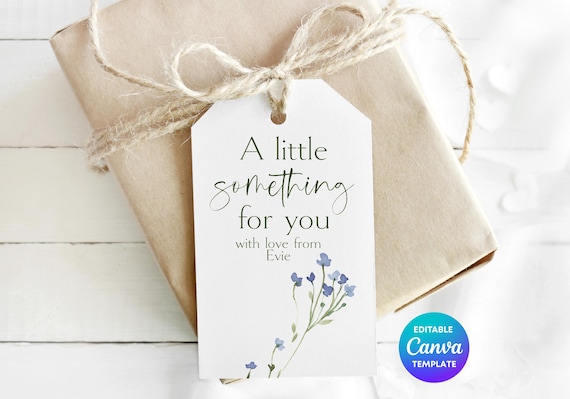 A Little Something For You Gift Tag Template | Printable Floral Gift Tag | Editable Canva Botanical Gift Label | Cottagecore Gift Tag
