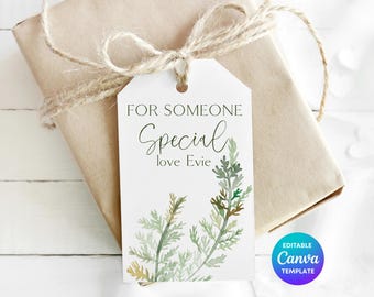 For Someone Special Coastal Botanical Gift Tag Template | Printable Seaweed Gift Tag | Editable Canva Ocean Gift Label | Seaside Tag