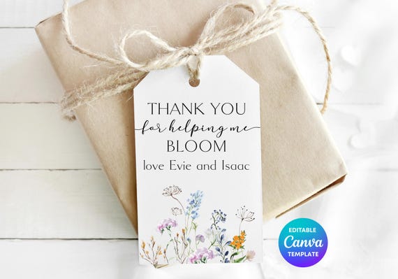 Thank You For Helping Me Bloom Personalised Gift Tag | Editable Teacher Thank You Tag | Floral Printable End of Term Tag | Canva Template