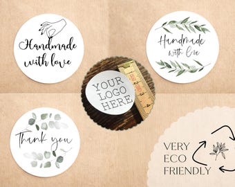 Custom Logo Stickers, Eco Friendly Round Labels, Small Business Packaging, Branding UK