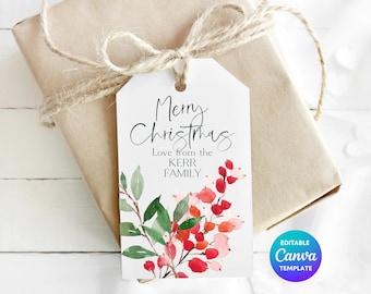 Eucalyptus Botanical Christmas Gift Tags, Rustic Holiday Wrap (Digital Download)