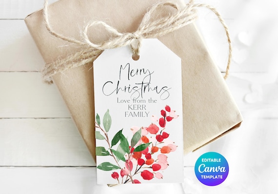 Eucalyptus Botanical Christmas Gift Tags, Rustic Holiday Wrap (Digital Download)
