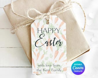 Carrot Easter Gift Tag | Personalised Easter Basket Name (Digital Download)