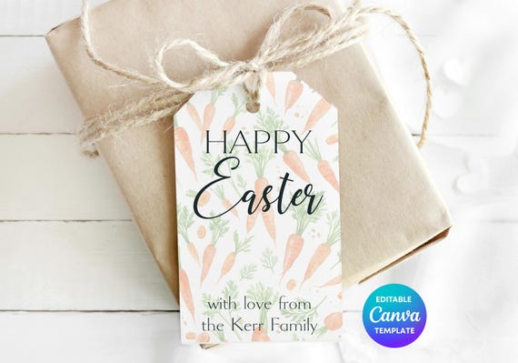 Carrot Easter Gift Tag | Personalised Easter Basket Name (Digital Download)