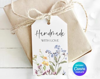 Wildflower Gift Tag Template | Editable Canva Insert for Packaging