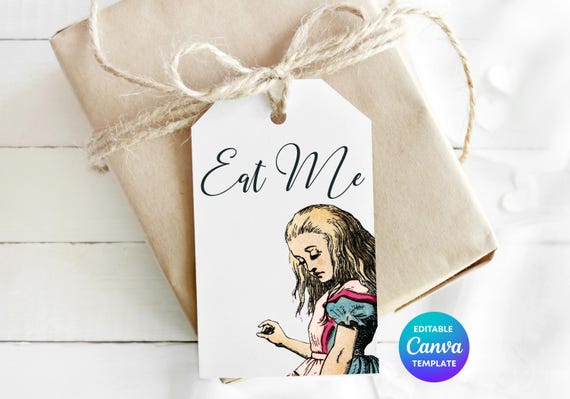 Alice in Wonderland Eat Me Tag | Editable Party Favor (Digital Download)