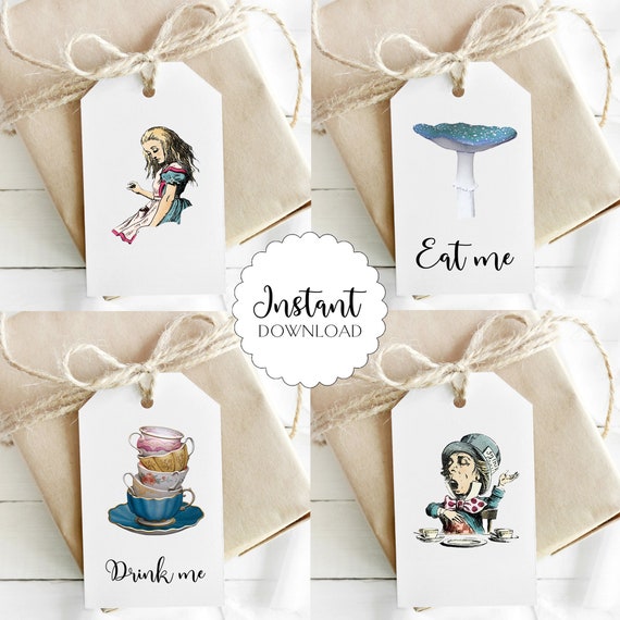 Alice in Wonderland Tag Digital Download, Alice in Wonderland Printable Tag, Tag To Print, Present Tag, Mad Hatter Digital Download