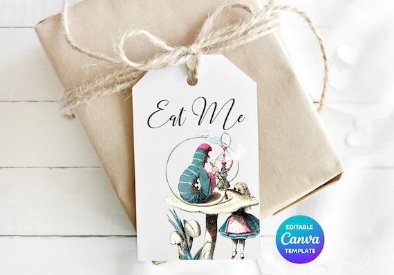 Alice in Wonderland Caterpillar Favor Tag | Editable Party Printable (Canva Template)