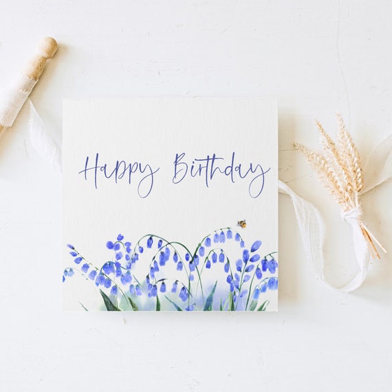 Eco friendly Birthday card, Bluebell card, Happy Birthday Card, Card for friend, Card for family, Card for loved one, Birthday Greetings
