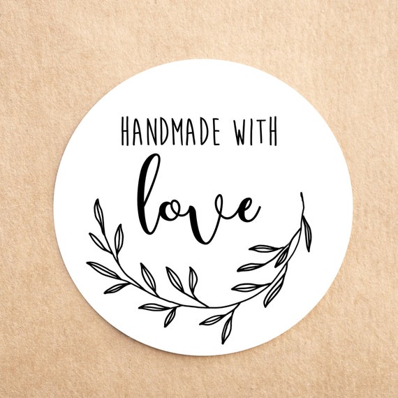 Eco Friendly Handmade with Love Stickers Envelopes Seals Recycled Business Stickers Eco stickers Product stickers