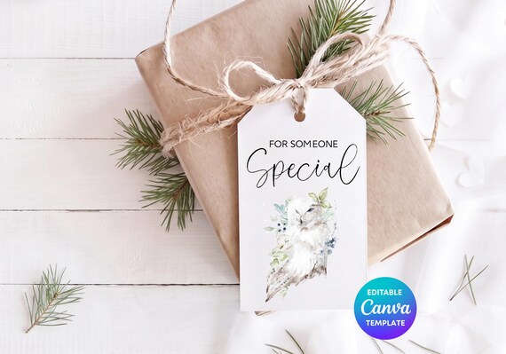 For Someone Special Gift Tag Canva Template | Floral Owl Gift Tag | Editable Gift Tag | Printable Gift Label