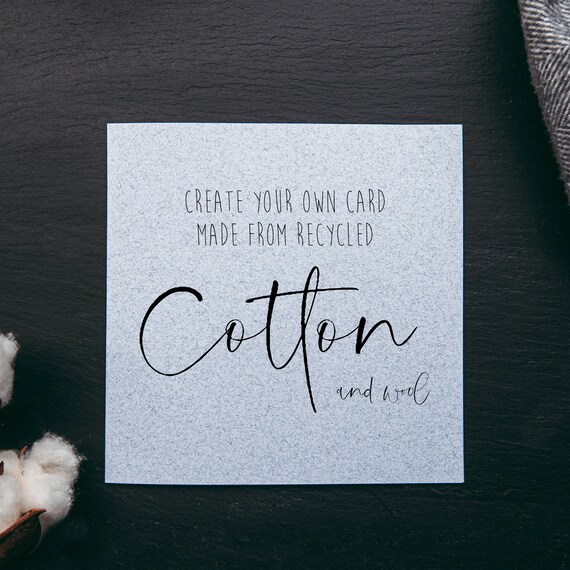 Eco Friendly Design your own card, bespoke card, custom wedding card, bespoke birthday card, made from recycled cotton and wool