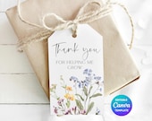 Wildflower Teacher Gift Tag | Thank You For Helping Me Grow (Editable Canva Template)
