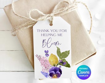 Thank You For Helping Me Bloom Teacher Gift Tag Template | Floral Teacher Appreciation Tag | Editable Canva Printable End of Term Teacher
