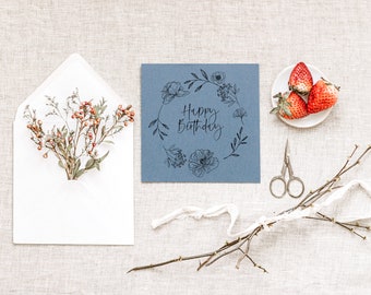 Eco Friendly Birthday Card: Flower Wreath Greetings