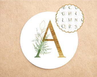 Gold Alphabet Sticker | Luxury Gift Wrapping Sticker | Handmade Packaging Labels | Small Business Letter Seal | Elegant Envelope Sticker