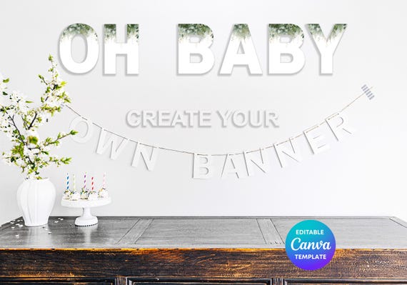 Eucalyptus Baby Shower Banner | Editable Greenery Party Decor (Digital Download)