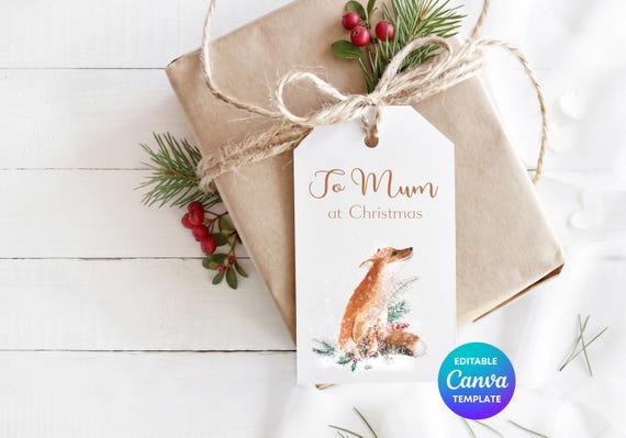 Personalised Christmas Gift Tag | Fox Christmas Gift Tag | Custom To Mum Gift Tag | Woodland Christmas Tag | Cute Fox Gift Label