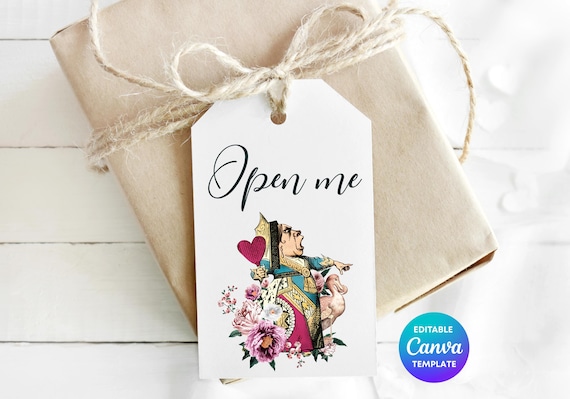 Queen of Hearts Gift Tag | Alice in Wonderland Party Favor (Canva Template)