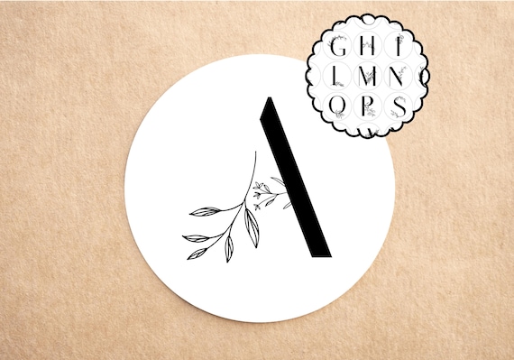 Botanical Alphabet Stickers | Floral Monogram Letter Stickers | Personalised Initial Seal Stickers | Gift Wrapping Stickers | Envelope Seals