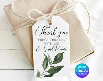 Eucalyptus Wedding Gift Tags, Botanical Favor Tags, Greenery (Digital Download)