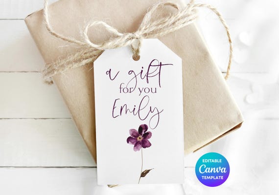 A Little Gift For You Cottagecore Gift Tag Template | Printable Botanical Gift Tag | Editable Canva Floral Gift Label | Nature Inspired Tag