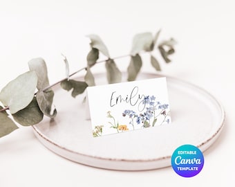 Wildflower Table Placecard Template | Wedding Event Signage | Editable Canva Place Cards | Eco Friendly Wedding Decor | Catering Table Sign