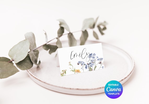 Wildflower Table Placecard Template | Wedding Event Signage | Editable Canva Place Cards | Eco Friendly Wedding Decor | Catering Table Sign