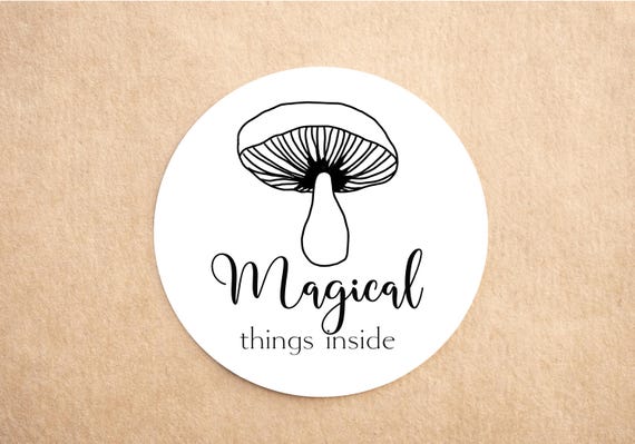 Toadstool Packaging Sticker | Magical Things Inside Label | Personalised Botanical Sticker | Custom Gift Sticker | Cottagecore Sticker