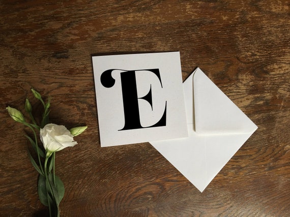 Personalised letter card, monogram card, alphabet, initial card, recycled card - monochrome card - typography card - create an eco card