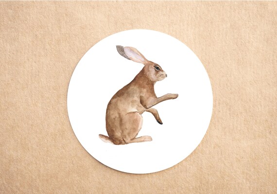 Hare Christmas Stickers | Woodland Rabbit Gift Stickers | Countryside Christmas Packaging | Rustic Gift Wrap Labels | Cottagecore Stickers