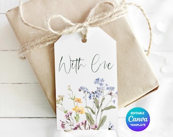 Editable Spring Flower Gift Tag | Printable Thank You Tag | Canva Template | DIY Digital Download