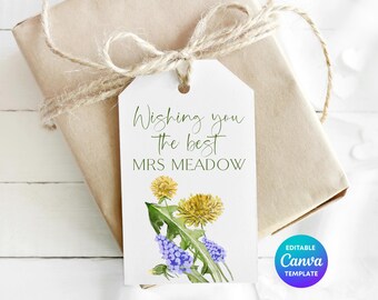Wishing You The Best Teacher Gift Tag Template | Printable Teacher Appreciation Tag | Editable Canva End of Term Teacher Gift Label