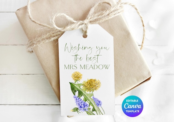Wishing You The Best Teacher Gift Tag Template | Printable Teacher Appreciation Tag | Editable Canva End of Term Teacher Gift Label