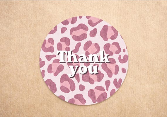 Pink Leopard Print Thank You Stickers | Personalised Packaging Stickers | Custom Gift Labels | Boutique  Stickers | Printed Leopard Stickers
