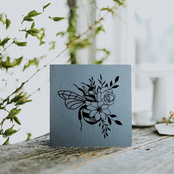Bee Flower Card | Customisable Greeting Card, Recycled Paper, Any Occasion