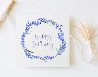Eco Friendly Bluebell Wreath Birthday Card