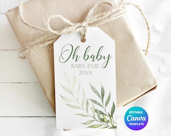 Eucalyptus Baby Name Gift Tags, Botanical Keepsake, Newborn Celebration (Digital Download)