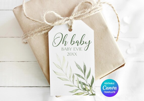 Eucalyptus Baby Name Gift Tags, Botanical Keepsake, Newborn Celebration (Digital Download)